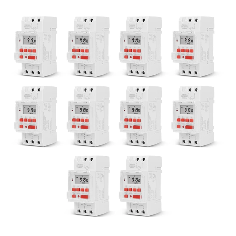 10X SINOTIMER TM919B 220V 30A Programmable Digital Timer Switch DIN Automatic Cycle Timing Controller For Lights,Fans Promotion
10X SINOTIMER TM919B 220V 30A Programmable Digital Timer Switch DIN Automatic Cycle Timing Controller For Lights,Fans Promotion