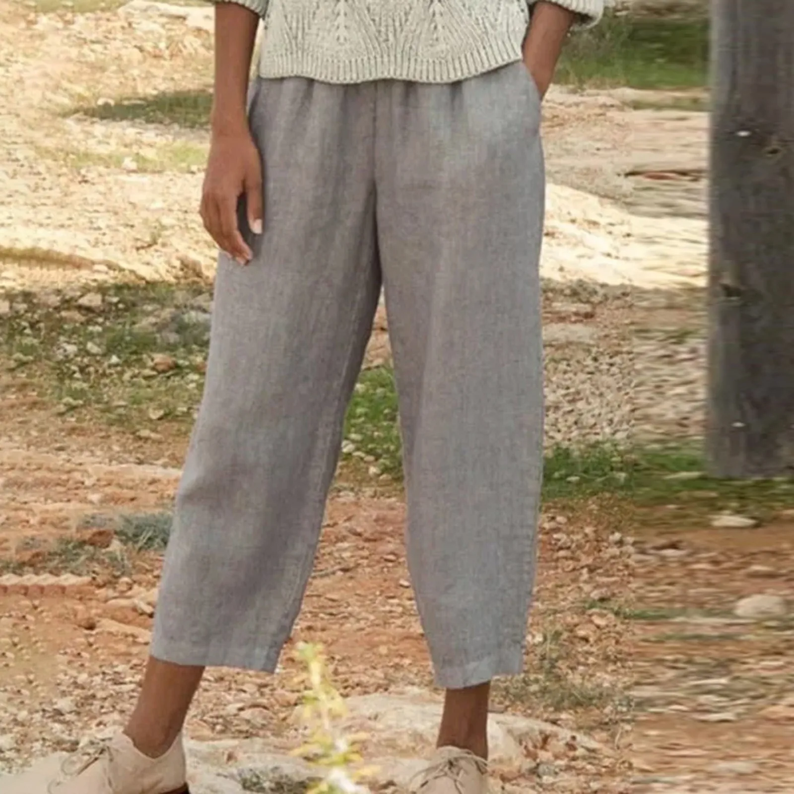Womens Pants Summer Elastic Waist Pants With Pockets Loose Harem Pants Solid Color Cropped High Waist Straight Wide Leg Pants
Womens Pants Summer Elastic Waist Pants With Pockets Loose Harem Pants Solid Color Cropped High Waist Straight Wide Leg Pants