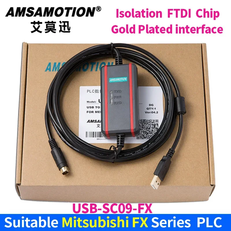 

FTDI Isolation Chip USB-SC09-FX Programming Cable For Mitsubishi FX1N/FX2N/FX1S/FX3U Series PLC