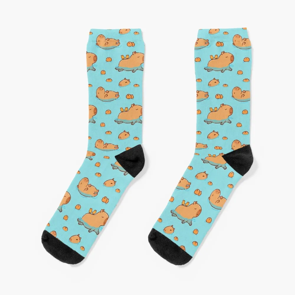 

Capybara pattern swimming with oranges Socks Women's short socks Compression stockings thermal socks for men