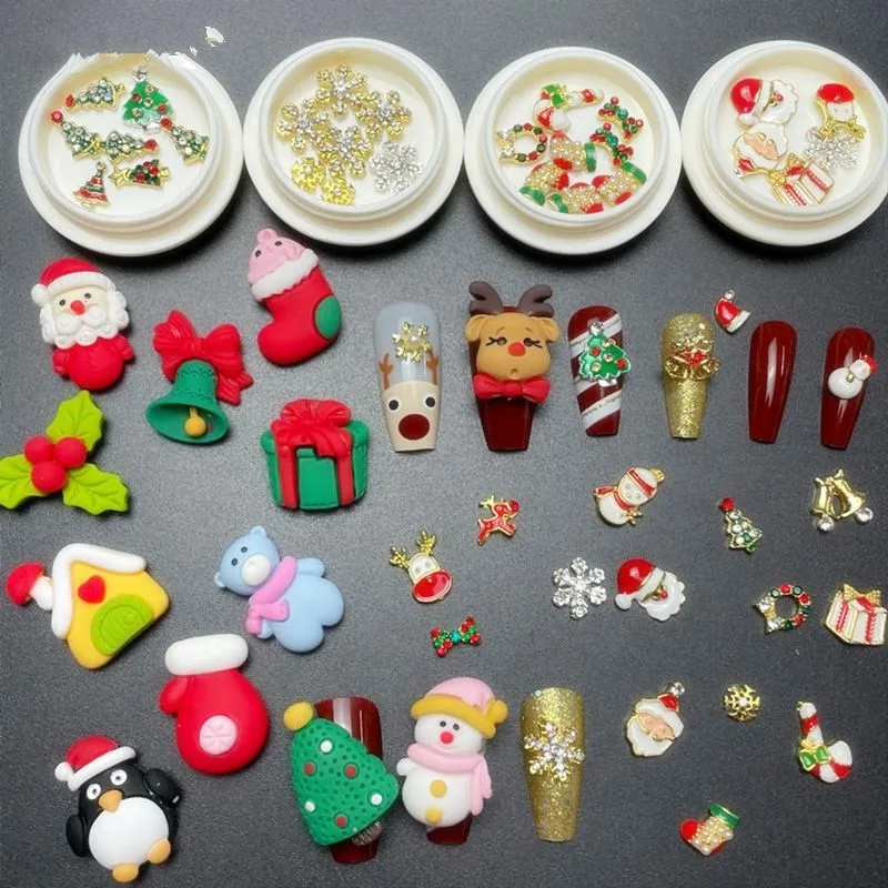 

Merry Christmas Theme Nail Charms Jewelry Stones Kawaii 3D Resine/Alloy Nail Stickers Rhinestone Diamonds