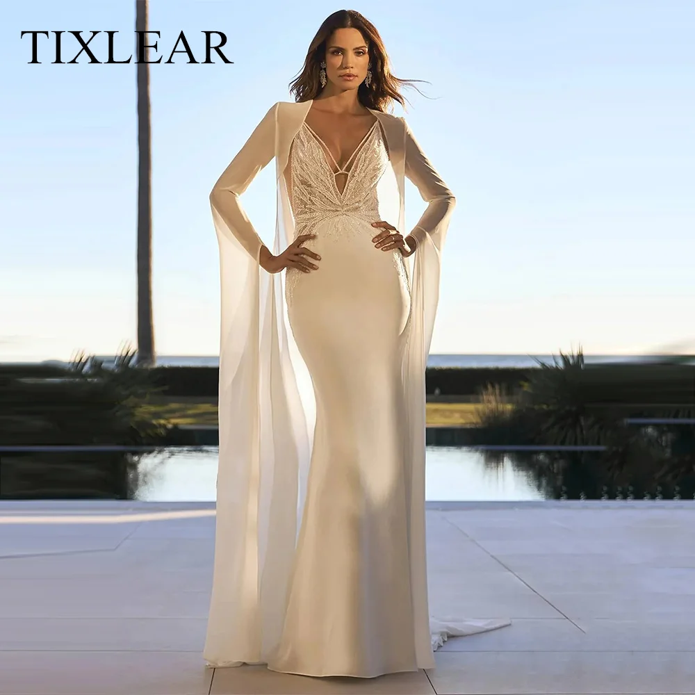 Tixlear Mermaid Wedding Dress 2023 Satin V-Neck Detachable Sleeves Cape Spaghetti Strapa Sexy Backless Court Vestido De Noiva
Tixlear Mermaid Wedding Dress 2023 Satin V-Neck Detachable Sleeves Cape Spaghetti Strapa Sexy Backless Court Vestido De Noiva