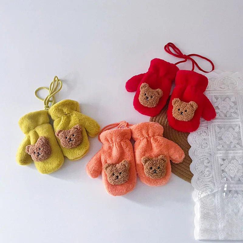 Cute Cartoon Bear Baby Gloves Autumn Winter Warm Plush Full Finger Mittens Kids Boys Girl Infant Toddler Glove With Rope 1-5Y
Cute Cartoon Bear Baby Gloves Autumn Winter Warm Plush Full Finger Mittens Kids Boys Girl Infant Toddler Glove With Rope 1-5Y