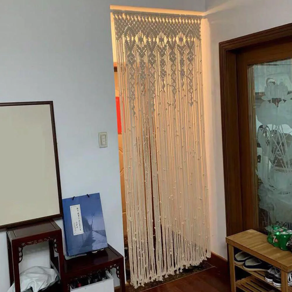 Hand Woven Cotton Door Curtain - Beige Wedding Tapestry 8 S2bd9e1bba77d4e75a0f659a1d5896605A