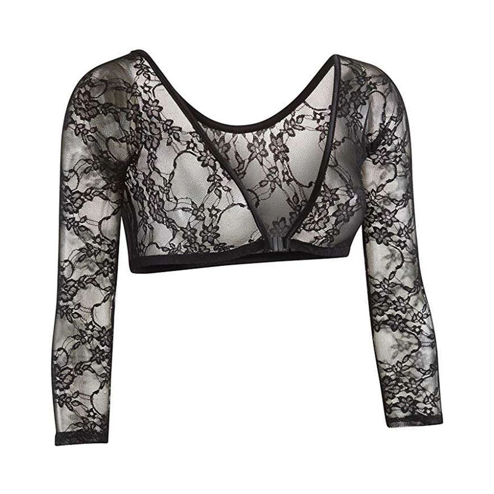 Women Black White Mesh Lace See Through Long Sleeve Sheer Seamless Shaper Shrugs Crop Tops T-shirts Tees Female Clothing
Women Black White Mesh Lace See Through Long Sleeve Sheer Seamless Shaper Shrugs Crop Tops T-shirts Tees Female Clothing