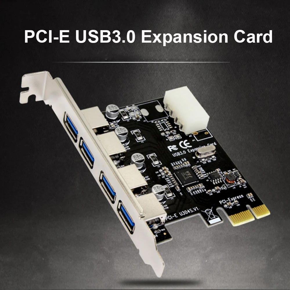 

1Pcs 4 Port USB 3.0 PCI-E Expansion Card PCI Express PCIe USB 3.0 HUB Adapter 4-Port USB3.0 Controller USB 3.0 PCIe Express