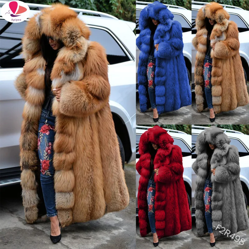 APIPEE 2024 Newest Faux Fur Coat Women Thicken Autumn Winter Warm Hooded Coat Super Long Coats Ladies Coats And Jackets
APIPEE 2024 Newest Faux Fur Coat Women Thicken Autumn Winter Warm Hooded Coat Super Long Coats Ladies Coats And Jackets