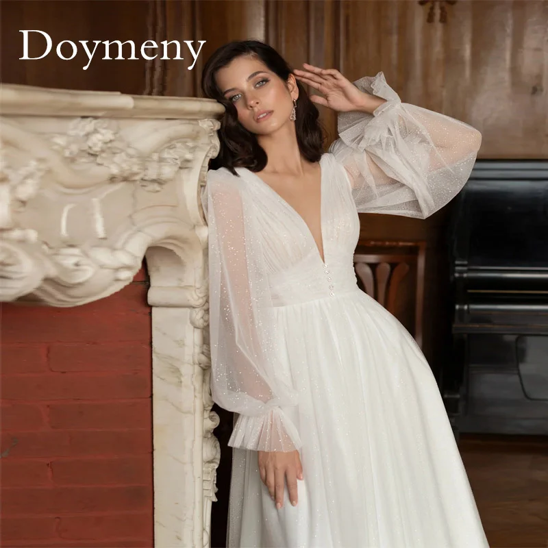 Doymeny Petite Long Sleeves Glitter Sheath Wedding Dress Sexy V Neck Button Back Prom Dress Robe De Mariee
Doymeny Petite Long Sleeves Glitter Sheath Wedding Dress Sexy V Neck Button Back Prom Dress Robe De Mariee