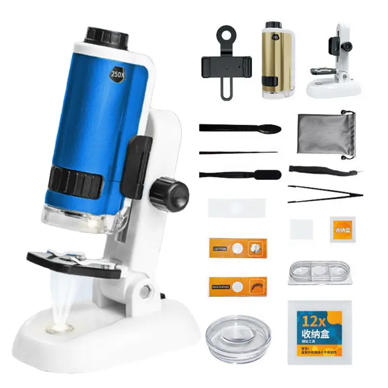 HD 100X-250X Children's Microscope Portable Handheld Microscope Biology Educational Toys Science Experiment Stem Kits For Kids
HD 100X-250X Children's Microscope Portable Handheld Microscope Biology Educational Toys Science Experiment Stem Kits For Kids