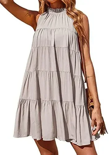 

2022 Pleated Layered Sleeveless Sling Maternity Dress GRAY22