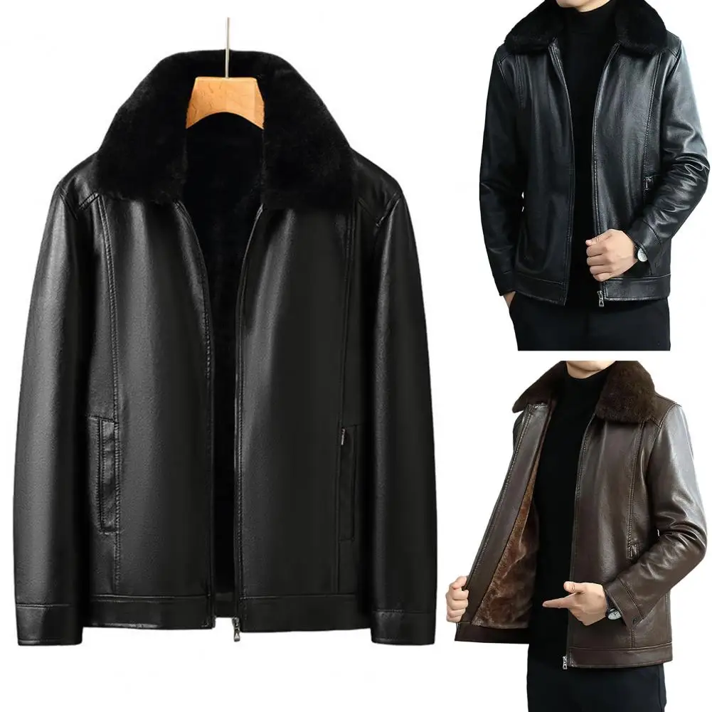 Lapel Men Jacket Stylish Men's Faux Leather Jacket with Plush Lining Warm Winter Coat for Business Casual Outfits Featuring
Lapel Men Jacket Stylish Men's Faux Leather Jacket with Plush Lining Warm Winter Coat for Business Casual Outfits Featuring