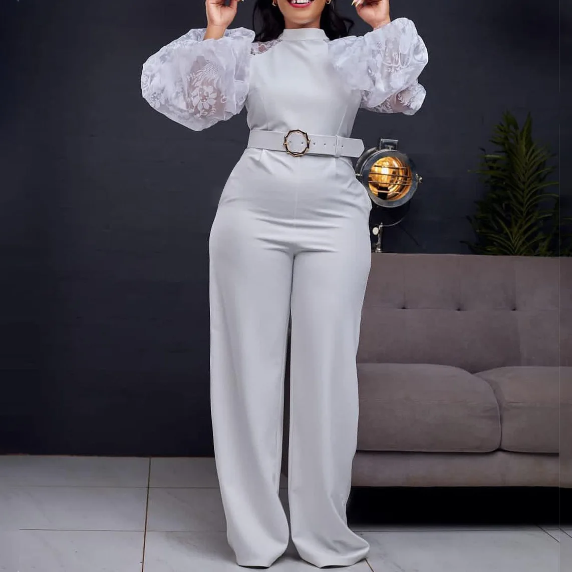 Women Jumpsuit Patchwork Long Lantern Sleeves See Through High Collar One Piece Rompers African Female Black White Elegant New
Women Jumpsuit Patchwork Long Lantern Sleeves See Through High Collar One Piece Rompers African Female Black White Elegant New