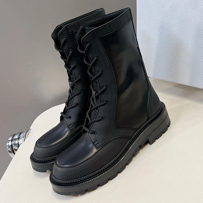 Female Winter Leather Boots 2023 New Unique Upper Design Thick Bottom Ankle Boots Non-slip Platform Lace-up Ladies Shoes
Female Winter Leather Boots 2023 New Unique Upper Design Thick Bottom Ankle Boots Non-slip Platform Lace-up Ladies Shoes