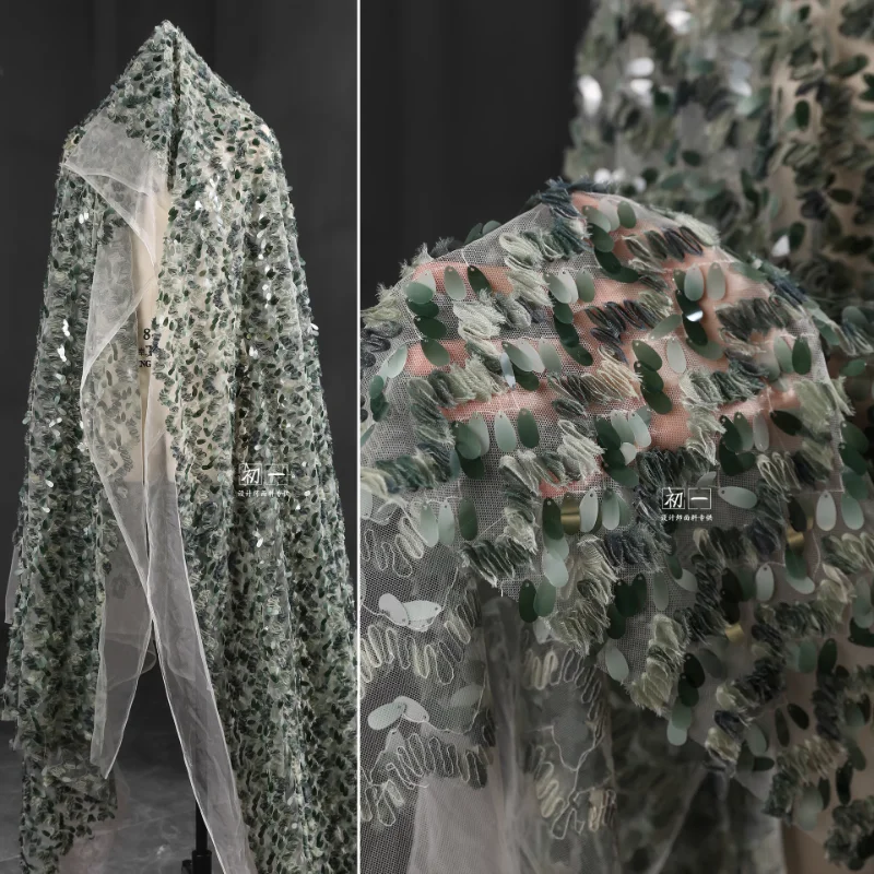 Green Plant Dyed Sequin Mesh Fabric Embroidered Wedding Dress Background Decoration Shawl Hanfu Clothing Designer Sewing Cloth
Green Plant Dyed Sequin Mesh Fabric Embroidered Wedding Dress Background Decoration Shawl Hanfu Clothing Designer Sewing Cloth