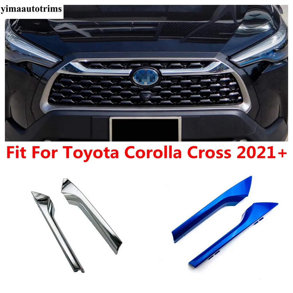 

Car Front Middle Grill Grille Mesh Strip Cover Trim For Toyota Corolla Cross 2021 - 2023 ABS Chrome / Blue Accessories Exterior