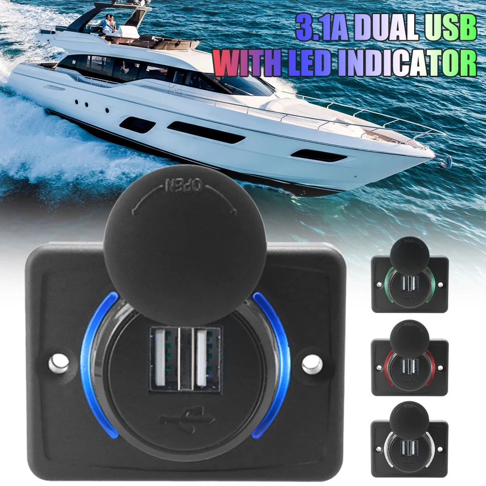 5V/3.1A Car Charger Socket Dual USB Port Fast Charging with LED Indicator Dustproof Cover for 12V/24V RV Truck Marine Yacht
5V/3.1A Car Charger Socket Dual USB Port Fast Charging with LED Indicator Dustproof Cover for 12V/24V RV Truck Marine Yacht