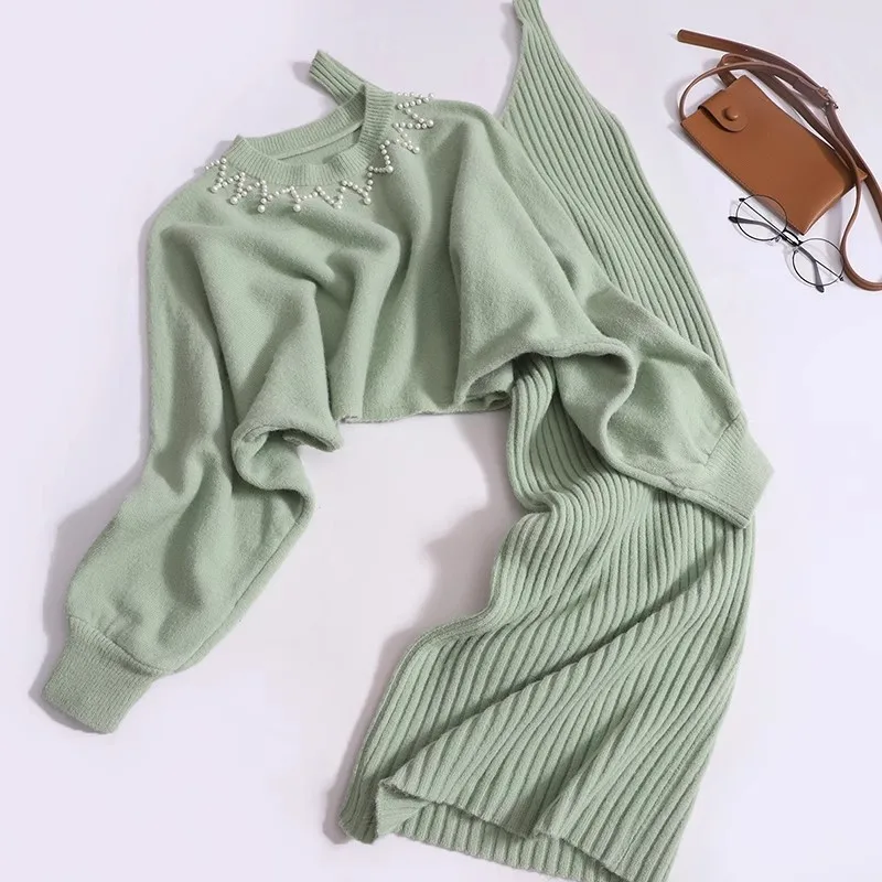 Женский комплект из двух предметов, свитер с круглым вырезом и рукавом «летучая мышь» и Облегающее вязаное платье в Корейском стиле, Осень-зима
Женский комплект из двух предметов, свитер с круглым вырезом и рукавом «летучая мышь» и Облегающее вязаное платье в Корейском стиле, Осень-зима