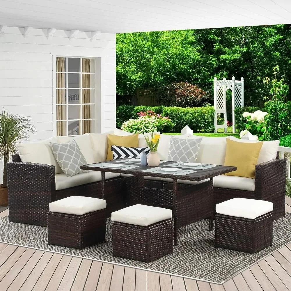 Garden Furniture Set 7 Piece, Table and Rattan Sectional Chair Sofa, All Weather Wicker Set with Ottoman, Garden Furniture Set
Garden Furniture Set 7 Piece, Table and Rattan Sectional Chair Sofa, All Weather Wicker Set with Ottoman, Garden Furniture Set