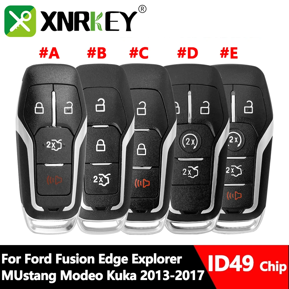 

XNRKEY Smart Remote Car Key ID49 Chip 315/434/902Mhz for Ford Fusion Explorer Edge Mustang Mondeo Kuka 2013-2017 M3N-A2C31243800