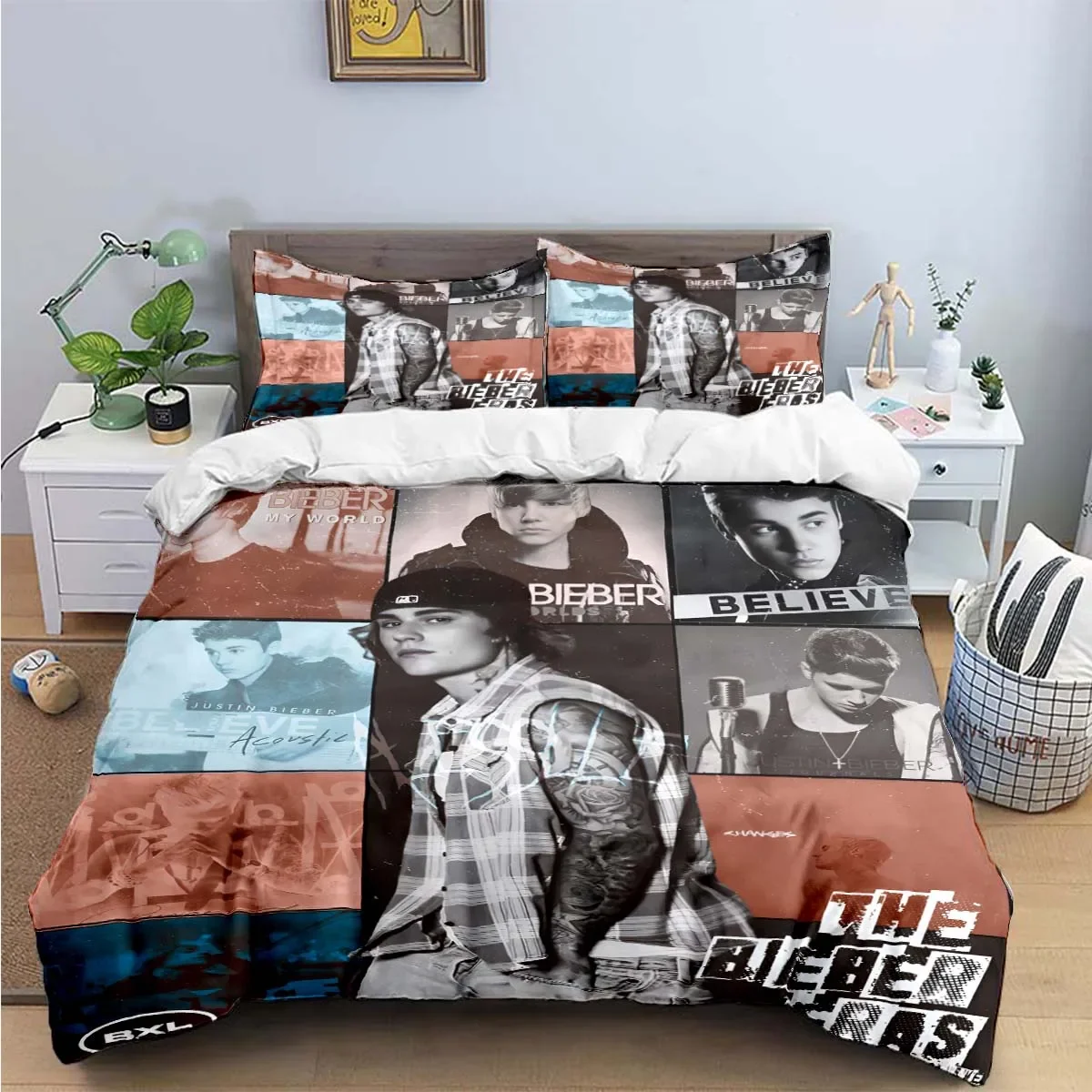

Pop Singer J-Justin Bieber Printing Bedding Set Duvet Cover Comforter Bed Youth Kids Girl Boys Birthday Gift