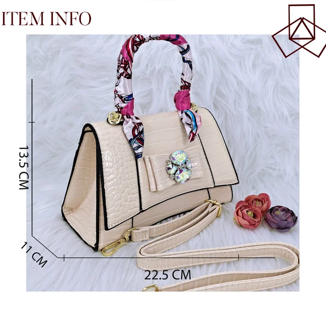 QSGDavid-Pochette ornée de cristaux colorés pour femmes, ruban texturé crocodile, longue sangle initiée, ensemble de chaussures et de sacs 2