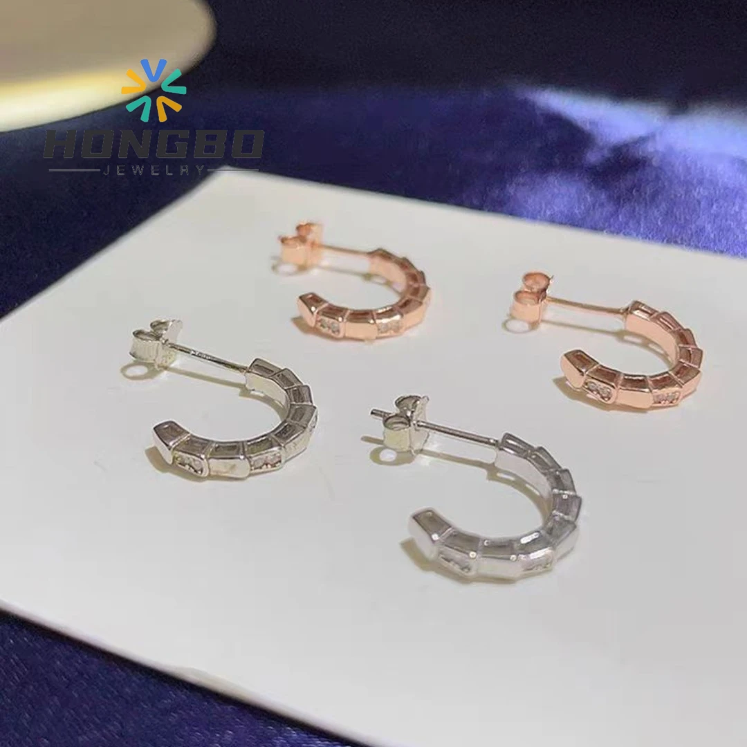 

2024 Best-selling brand BV S925 Sterling silver snake bone Diamond earrings Women's fashion trend jewelry birthday party gift