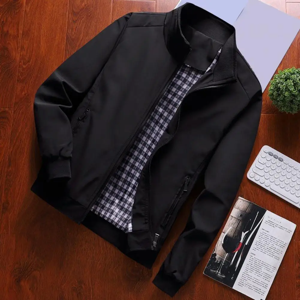 Stand Collar Long Sleeves Pockets Zipper Placket Autumn Jacket Mid-aged Men Casual Thin Type Slim Fit Coat
Stand Collar Long Sleeves Pockets Zipper Placket Autumn Jacket Mid-aged Men Casual Thin Type Slim Fit Coat