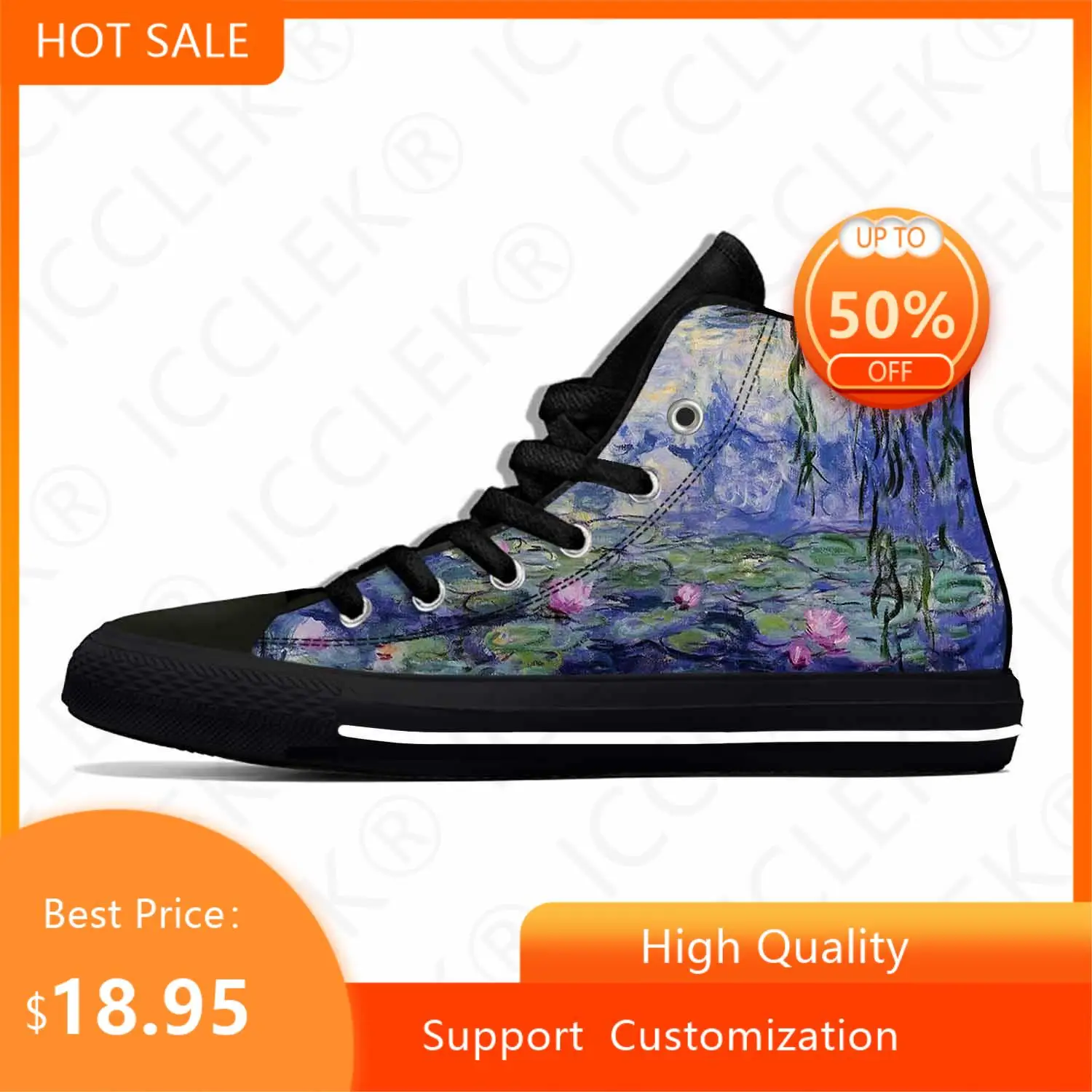 Hot Claude Monet Water Lily Pond Oil Painting Fashion Casual Shoe High Top Board Shoes Lightweight Mens Womens Sneakers
Hot Claude Monet Water Lily Pond Oil Painting Fashion Casual Shoe High Top Board Shoes Lightweight Mens Womens Sneakers