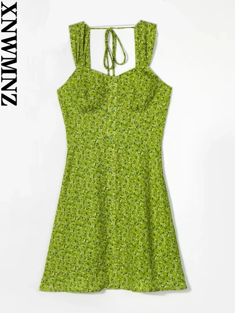 XNWMNZ 2023 Women Fashion French Retro Floral Dress Woman Holiday Open Back Lace up Front Button Female Chic Mini Dresses
XNWMNZ 2023 Women Fashion French Retro Floral Dress Woman Holiday Open Back Lace up Front Button Female Chic Mini Dresses