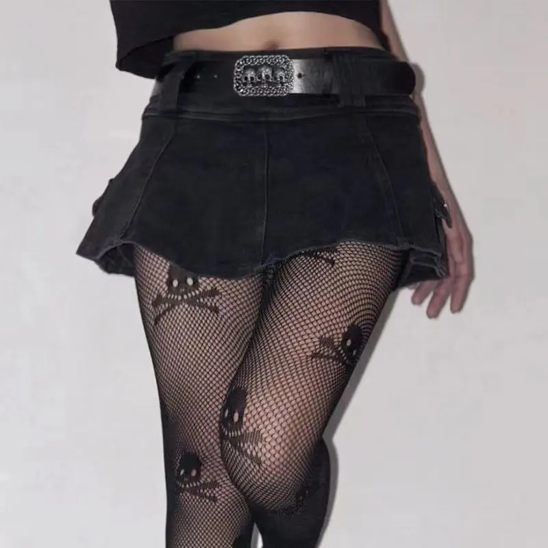 

JMPRS Ins Harajuku Low Waist Mini Pant Skirt with Belt Women Sexy Black Sashes Denim Skirts Female Punk Grunge Clubwear Mujer