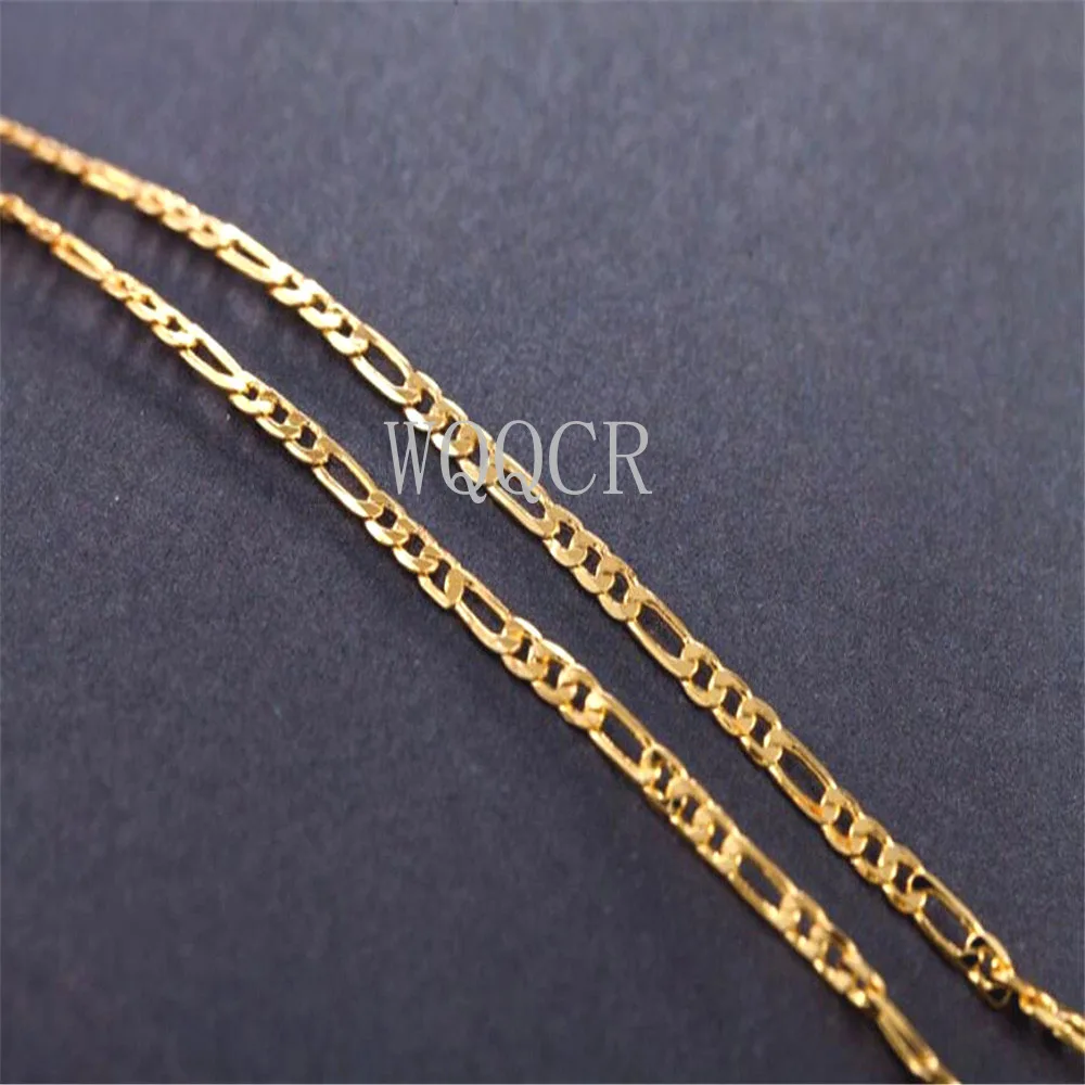 

Wholesale 5PCS Of Bulk 18K Embossed Gold 2.5MM Figaro Chain 16",18" ,20",22",24",26",28",30Inches Applicable Pendant