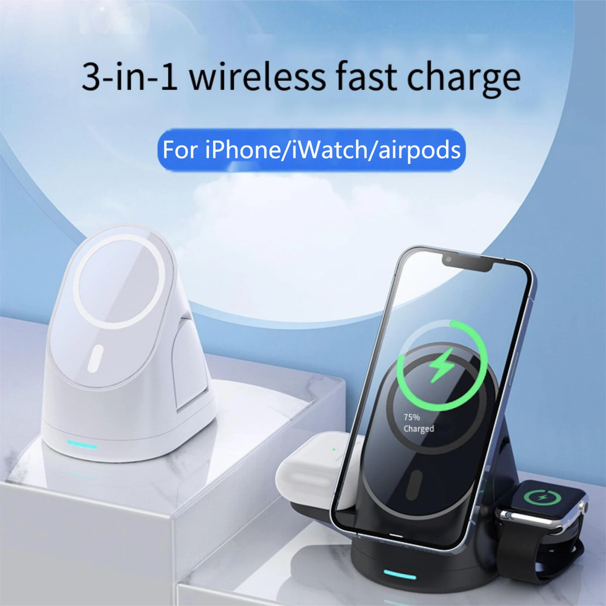 3 IN 1 Foldable 15W Wireless Charger Stand Pad For iPhone 14 13 12 Pro iWatch Airpods Fast Charging Dock Station Phone Holder
3 IN 1 Foldable 15W Wireless Charger Stand Pad For iPhone 14 13 12 Pro iWatch Airpods Fast Charging Dock Station Phone Holder