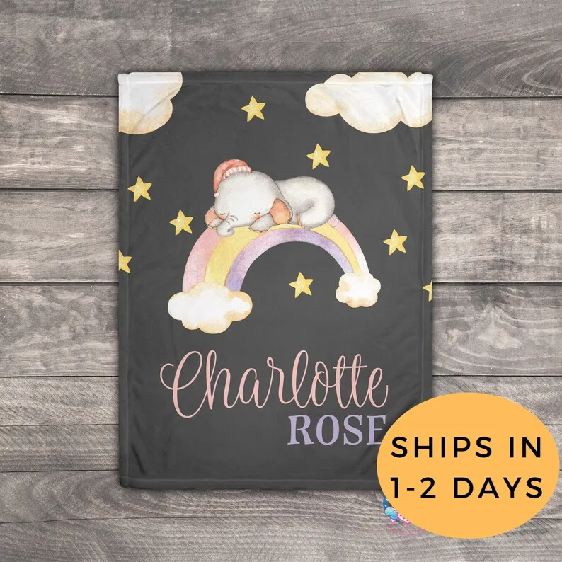 Elephant Baby Blanket Personalized, Rainbow Baby Blanket, Customized Baby Girl Blanket, Rainbow Baby Blanket Homemade Star, Colo
Elephant Baby Blanket Personalized, Rainbow Baby Blanket, Customized Baby Girl Blanket, Rainbow Baby Blanket Homemade Star, Colo