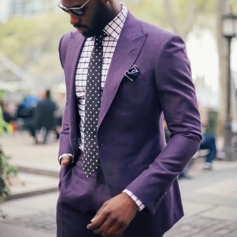 Slim Fit Casual Men Suits 2 Piece Purple Wedding Tuxedo For Groomsmen With Peaked Lapel Man Fashion Set Blazer With Pants
Slim Fit Casual Men Suits 2 Piece Purple Wedding Tuxedo For Groomsmen With Peaked Lapel Man Fashion Set Blazer With Pants