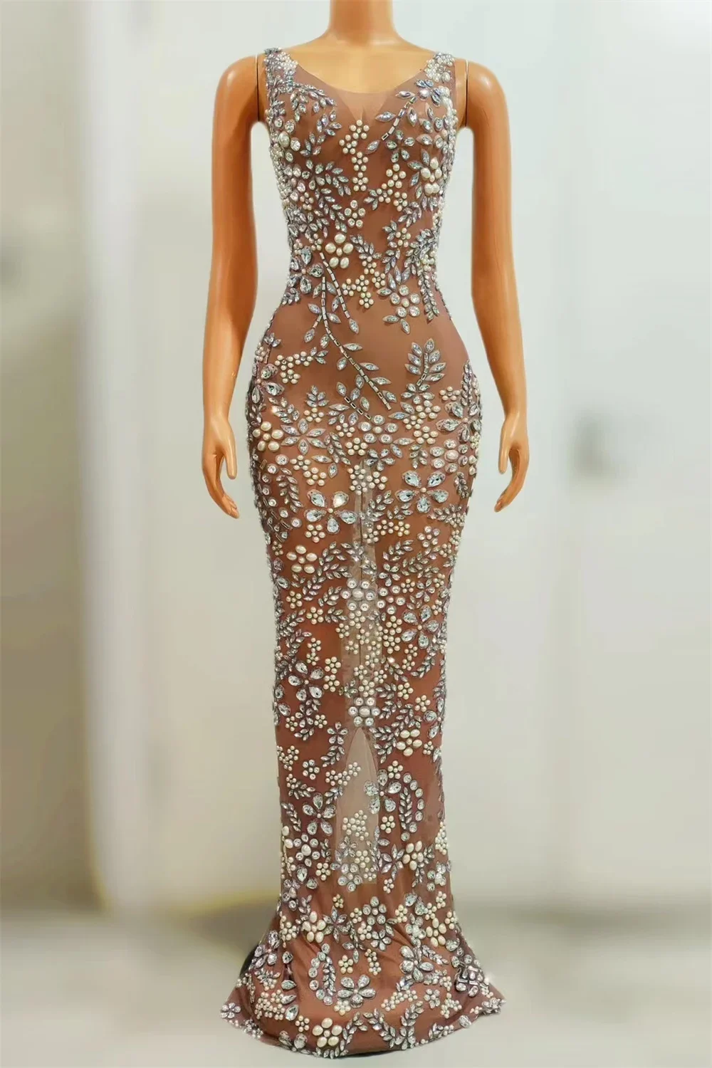 Sparkly Silver Rhinestone Mirror Elastic fabric Long Dress Women Birthday Stage play Celebrate Dress Dancer Party Show Dress mh
Sparkly Silver Rhinestone Mirror Elastic fabric Long Dress Women Birthday Stage play Celebrate Dress Dancer Party Show Dress mh