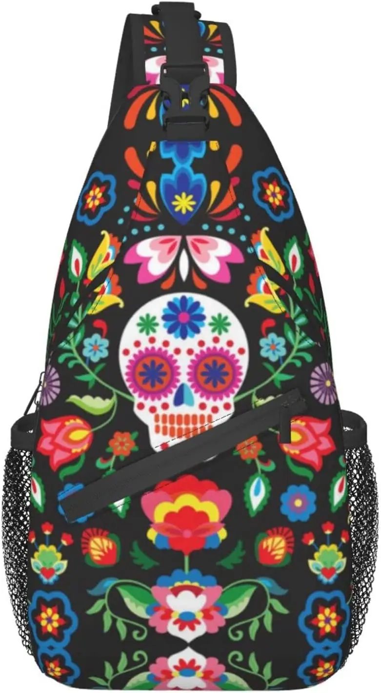 Chest Bag for Men Women Compatible with Mexican Sugar Skulls Day of The Dead Flowers Sling Shoulder Backpack Large Capacity
Chest Bag for Men Women Compatible with Mexican Sugar Skulls Day of The Dead Flowers Sling Shoulder Backpack Large Capacity