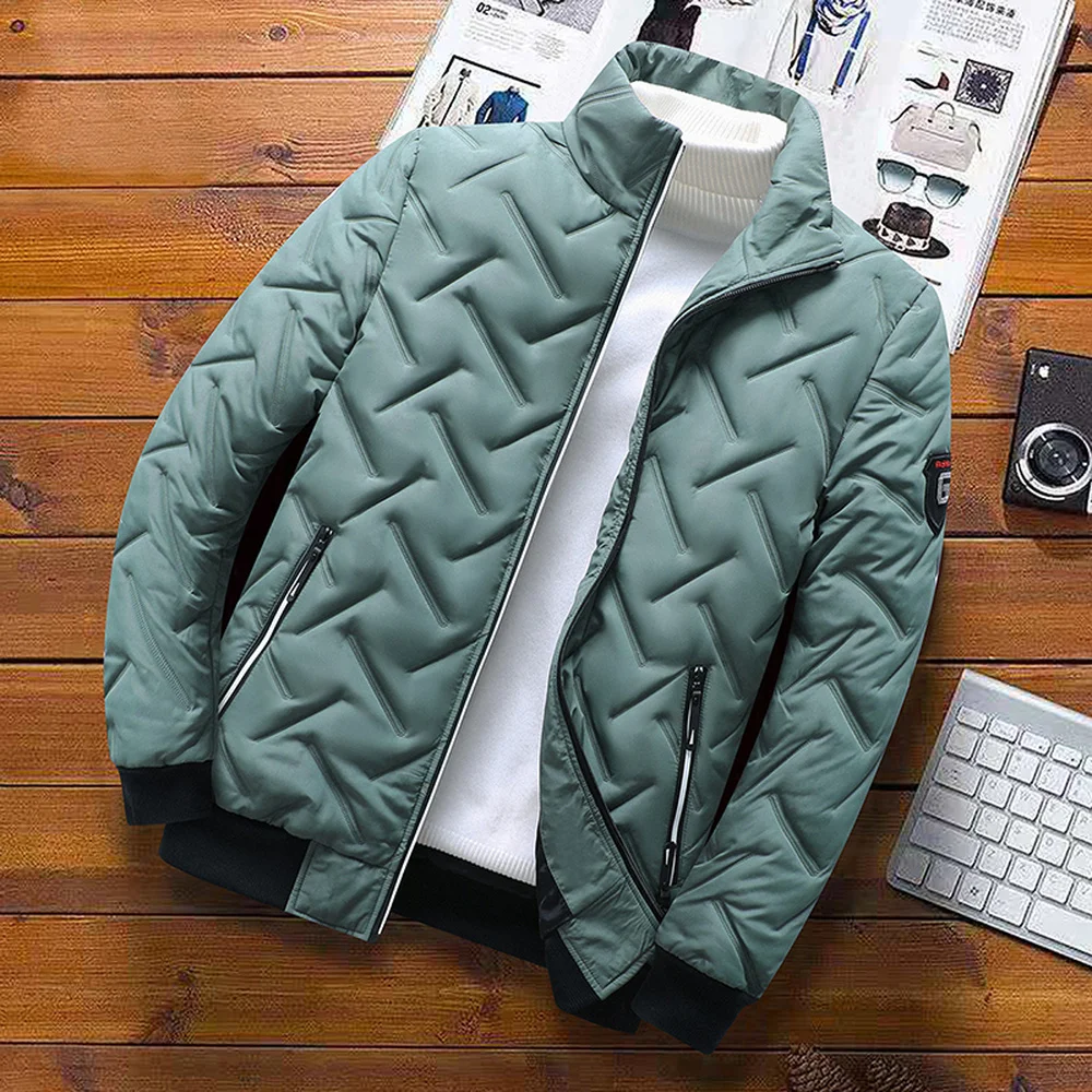 Winter Thick Coat Stand Collar Cotton Padded Quilted Jacket Pure Color Men Streetwear Casaul Outwear Men Slim Fit New Fashion
Winter Thick Coat Stand Collar Cotton Padded Quilted Jacket Pure Color Men Streetwear Casaul Outwear Men Slim Fit New Fashion