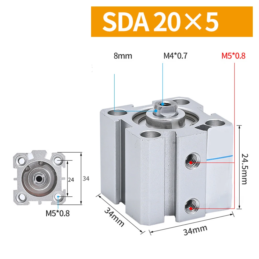1pc SDA B Series Male Thread Stroke 5mm 10mm Air Pneumatic Compact Thin Cylinder Valves Manifolds Pneumatics Pumps Tools
1pc SDA B Series Male Thread Stroke 5mm 10mm Air Pneumatic Compact Thin Cylinder Valves Manifolds Pneumatics Pumps Tools
