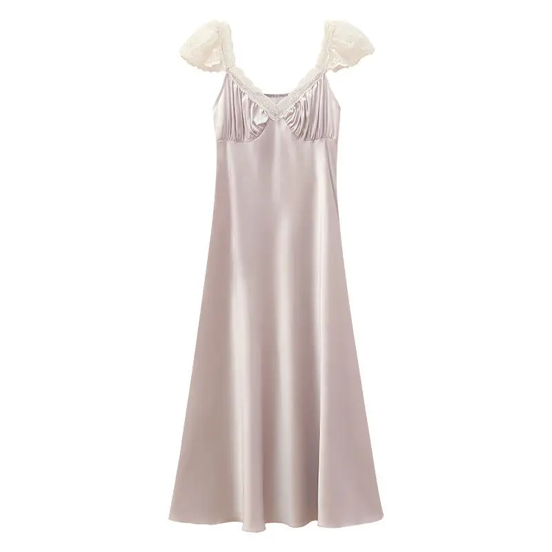 Sexy Sleepwear Deep V Neck Long Nightdress Elegant French Court Style Nightgown Casual Loose Soft Satin Home Dressing Bathrobe
Sexy Sleepwear Deep V Neck Long Nightdress Elegant French Court Style Nightgown Casual Loose Soft Satin Home Dressing Bathrobe