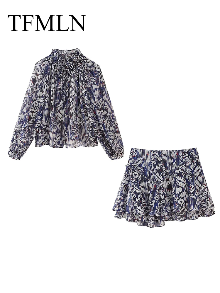 TRAF 2024 Summer Print Skirts Sets For Women Fashion Thin 2PCS Vintage Long Sleeved Shirt Tops A-Line Mini Skirts
TRAF 2024 Summer Print Skirts Sets For Women Fashion Thin 2PCS Vintage Long Sleeved Shirt Tops A-Line Mini Skirts