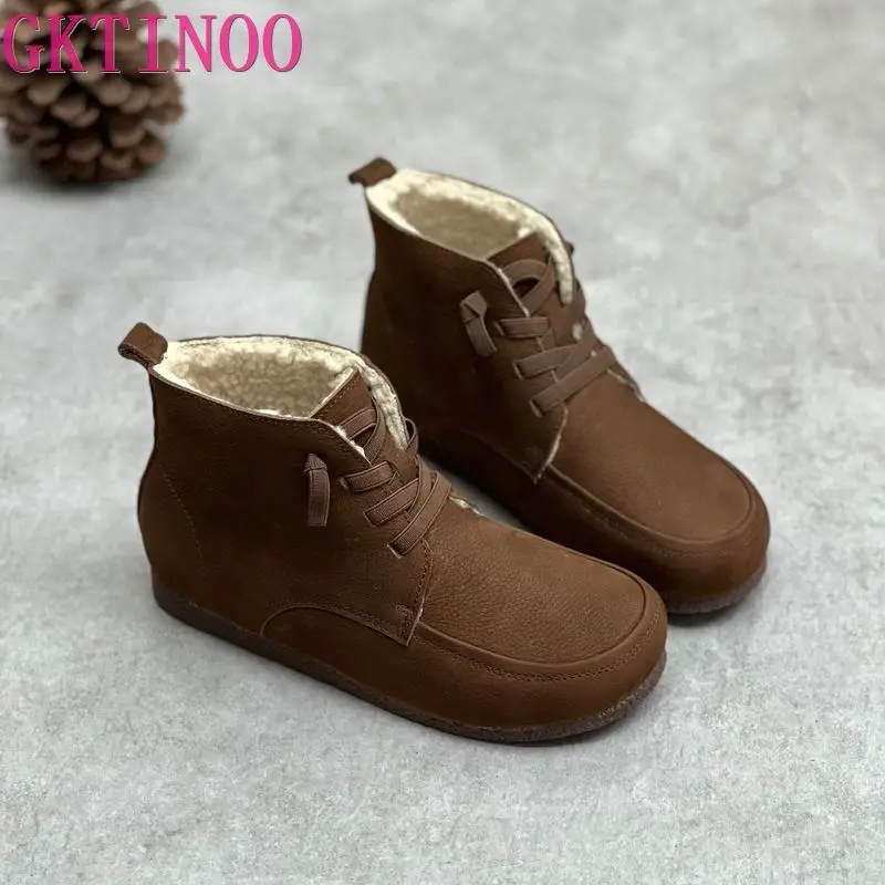 GKTINOO 2023 Cow Leather Quality Women Shoes Autumn Winter Flat Shoes Comfortablel Ankle Boots Lace Up Ladies Boots Size 35-40
GKTINOO 2023 Cow Leather Quality Women Shoes Autumn Winter Flat Shoes Comfortablel Ankle Boots Lace Up Ladies Boots Size 35-40