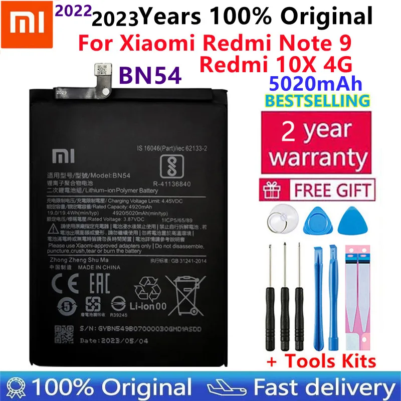 100% Original XIAOMI BN54 Replacement Battery For Xiaomi Redmi Note 9 Redmi 10X 4G Authentic Phone Batteries 5020mAh +Free Tools
100% Original XIAOMI BN54 Replacement Battery For Xiaomi Redmi Note 9 Redmi 10X 4G Authentic Phone Batteries 5020mAh +Free Tools