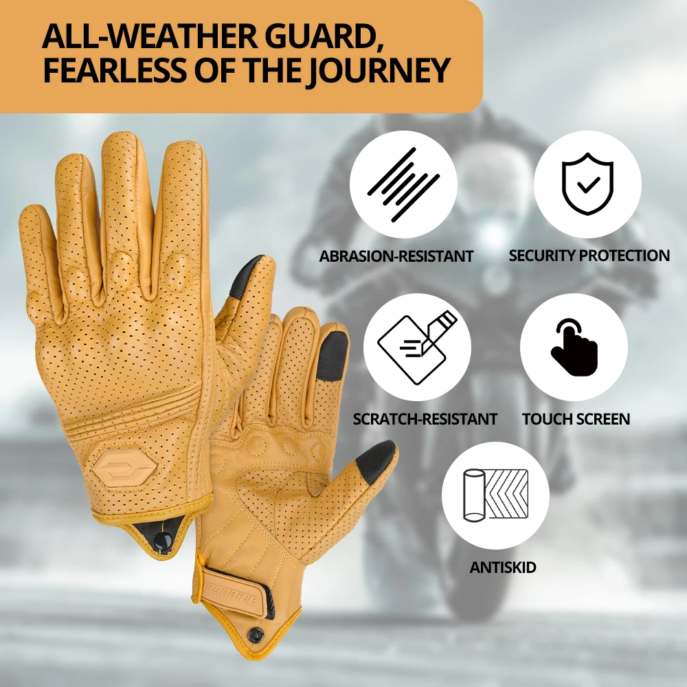 Leather Motorcycle Gloves Summer Breathable Mesh Moto Gloves Touch Function Motorbike Gloves Motocross Off-Road Racing Gloves Leather Motorcycle Gloves Summer Breathable Mesh Moto Gloves Touch Function Motorbike Gloves Motocross Off-Road Racing Gloves