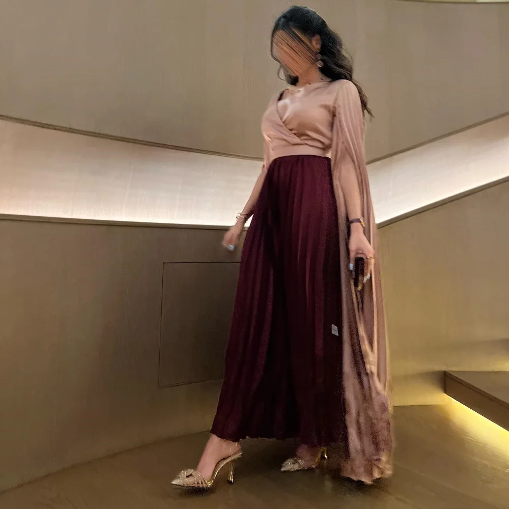 

Serendipity 2024 Formal Occasion فساتين الحفلات Straight Evening Dress V-Neck Arabia Elegant Pleat Empire Prom Gown For Women
