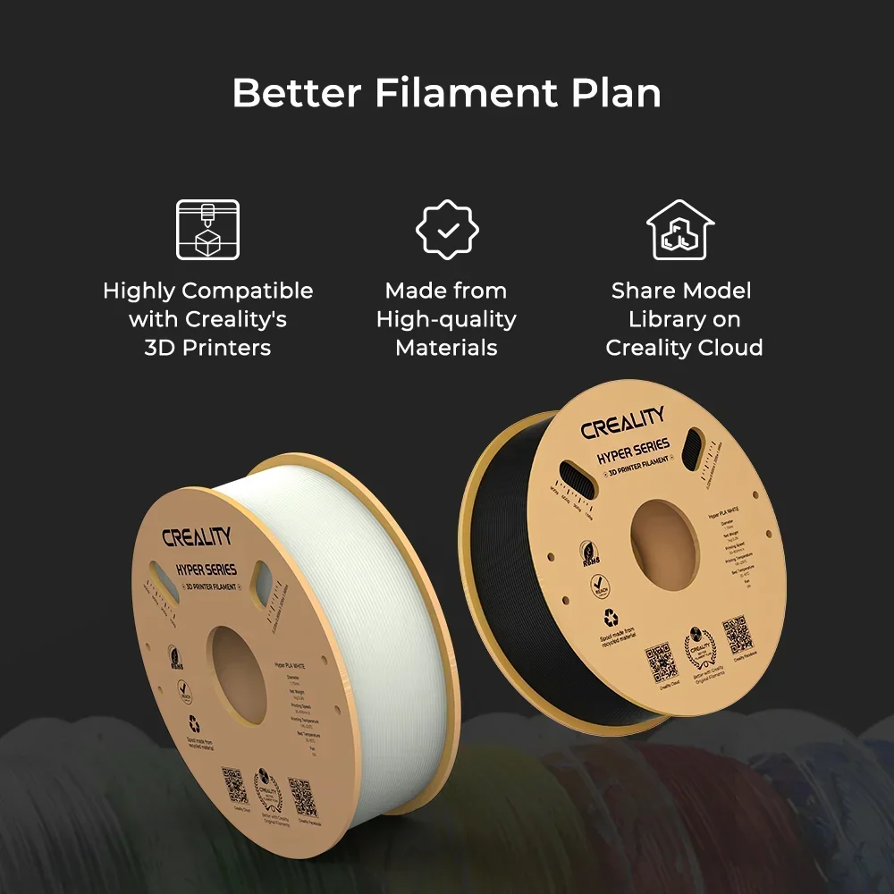 

Creality 1KG Hyper Series PLA 3D Printer Filament High Precision Faster 600mm/s 1.75mm 1KG Spool PLA Fit Most FDM 3D Printers