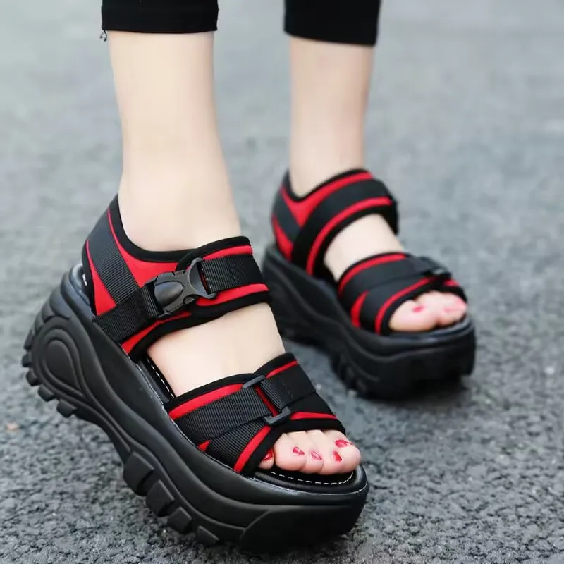 

2024 Platform Sandals Women's Summer Everything With Muffin Inside Heightening Wedge Heels Casual Non-Slip Slippers