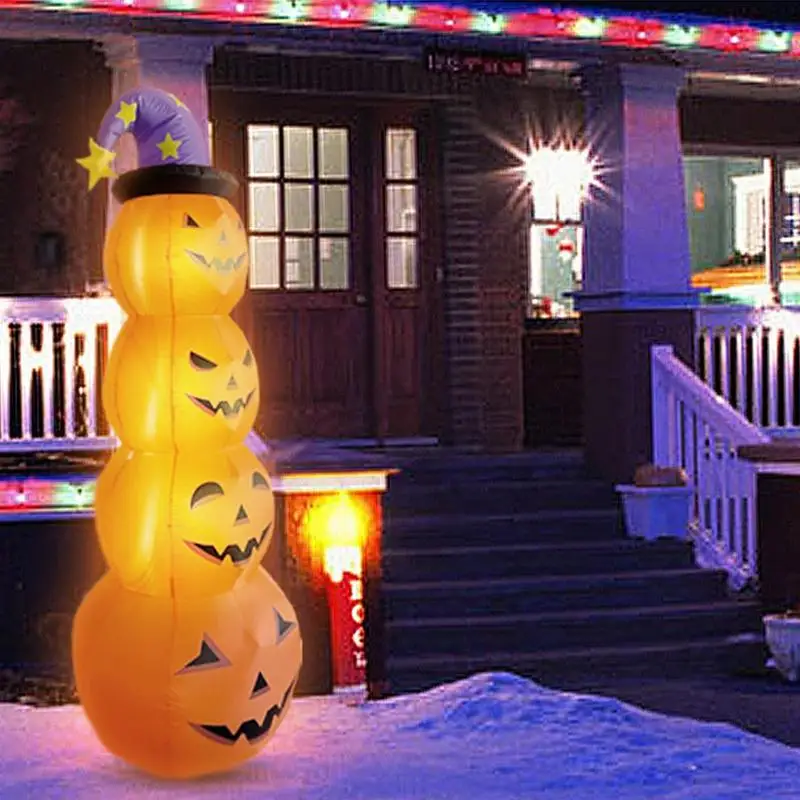 

Inflatable Pumpkins Decor 94.48in Lighted Halloween Blow Up Stacked Halloween Decorations Outer Decoration Large Party Yard