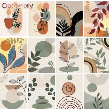 GATYZTORY 식물 패턴 조경 DIY 디지털 유화, 현대 벽 예술 그림, 캔버스 그림, 집 장식 상품 이미지