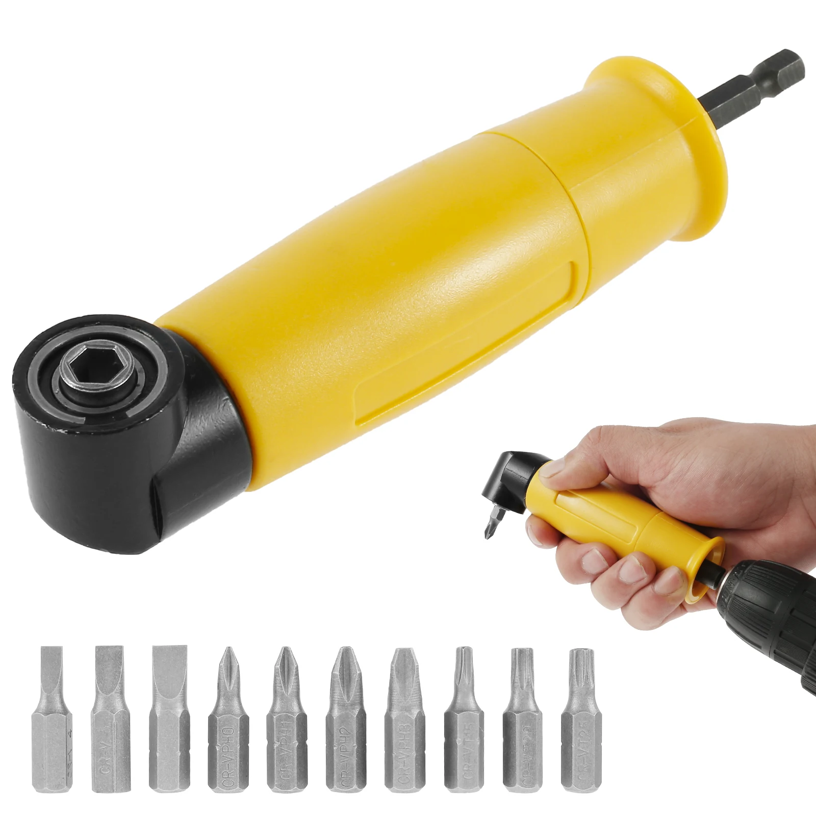 Right Angle Attachment with 10 Bits Metal 90° Drill Bit Corner Adapter with Strong Magnet Fast Screwdriver Socket Adapter Power
Right Angle Attachment with 10 Bits Metal 90° Drill Bit Corner Adapter with Strong Magnet Fast Screwdriver Socket Adapter Power