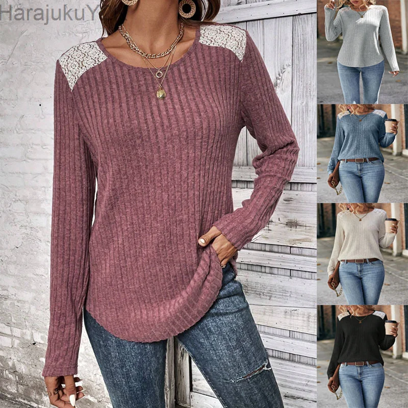 Women's Clothing 2023 Sexy Lace Patchwork Ribbed Basic All Match T-shirts Fall Winter Fashion Elegant Long Sleeve Pullover Tops
Women's Clothing 2023 Sexy Lace Patchwork Ribbed Basic All Match T-shirts Fall Winter Fashion Elegant Long Sleeve Pullover Tops